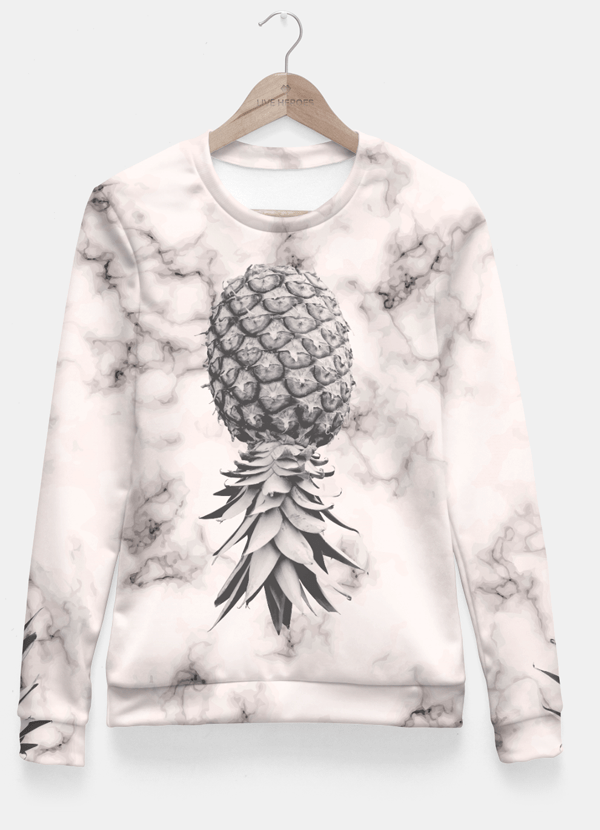 Marble Texture Seamless Pattern Pineapple 052 Fitted Waist Sweater