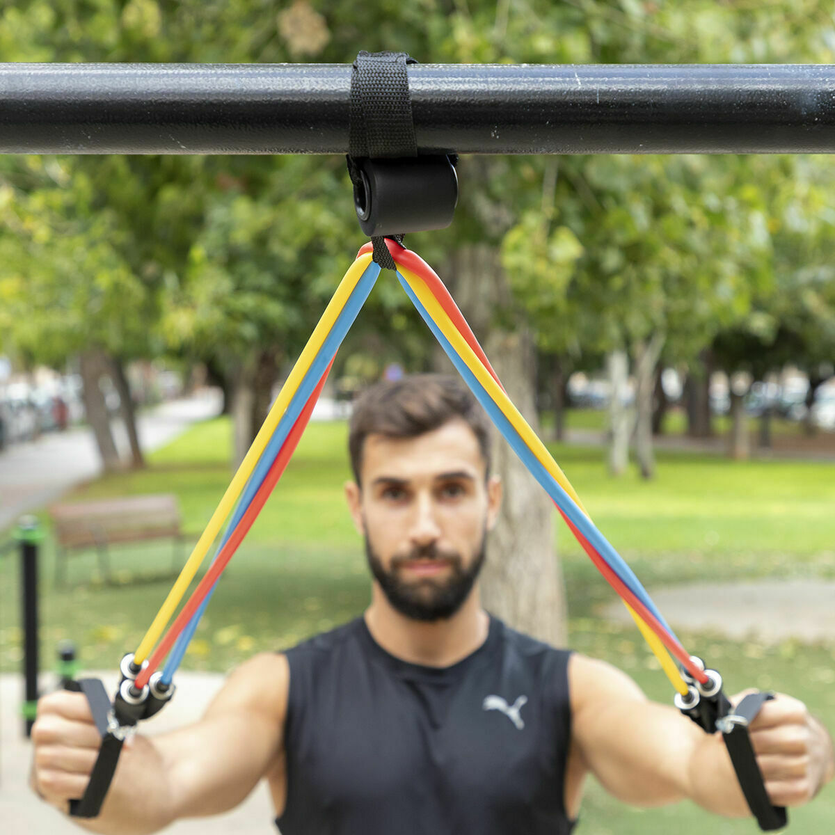 Pack Push-Up Board and Set of Resistance Bands with Accessories and