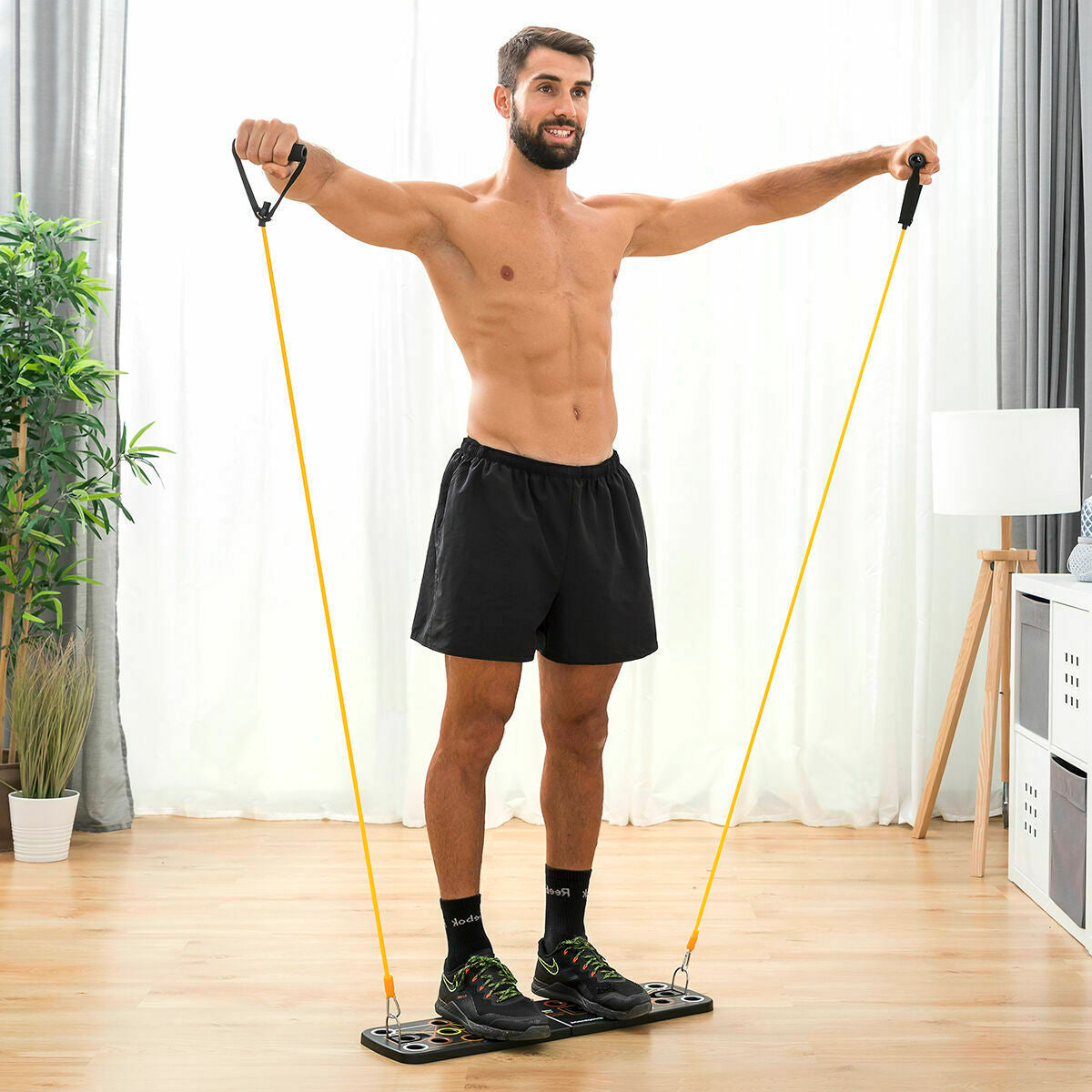 Pack Push-Up Board and Set of Resistance Bands with Accessories and