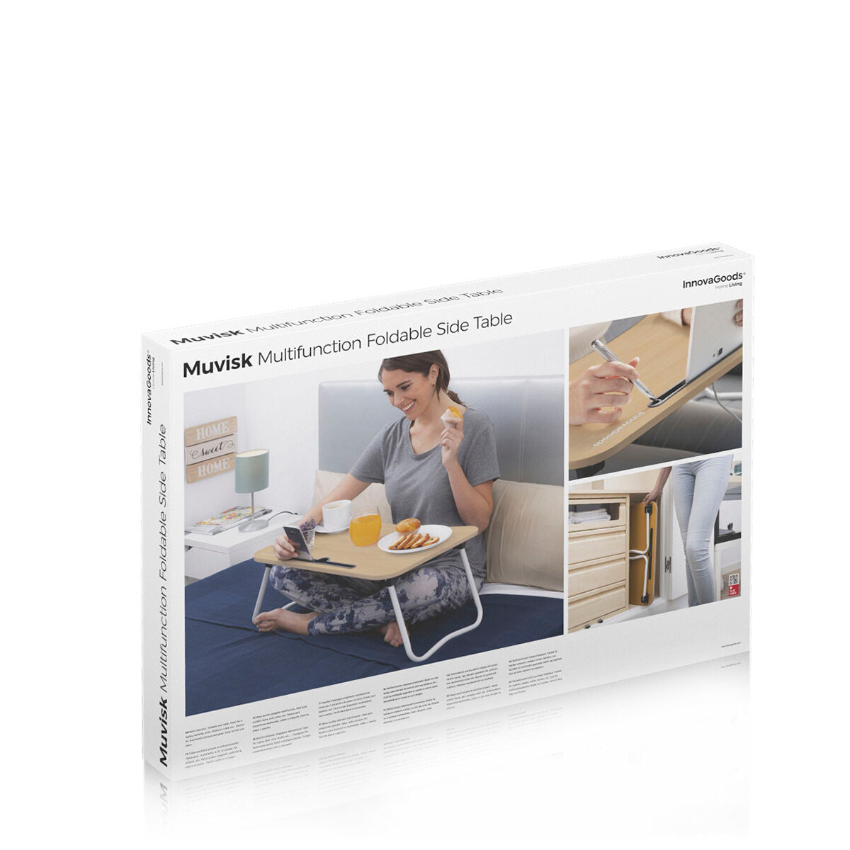 InnovaGoods Folding Side Table & Reading Pillow with Armrests Set