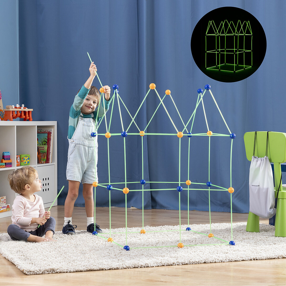 Wooden Memory Chess Set & Fort Building Kit for Kids InnovaGoods