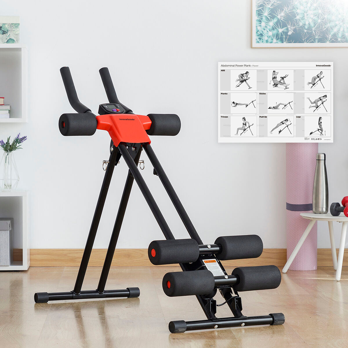 Pack Foldable Abdominal Machine and Resistance Band Set with
