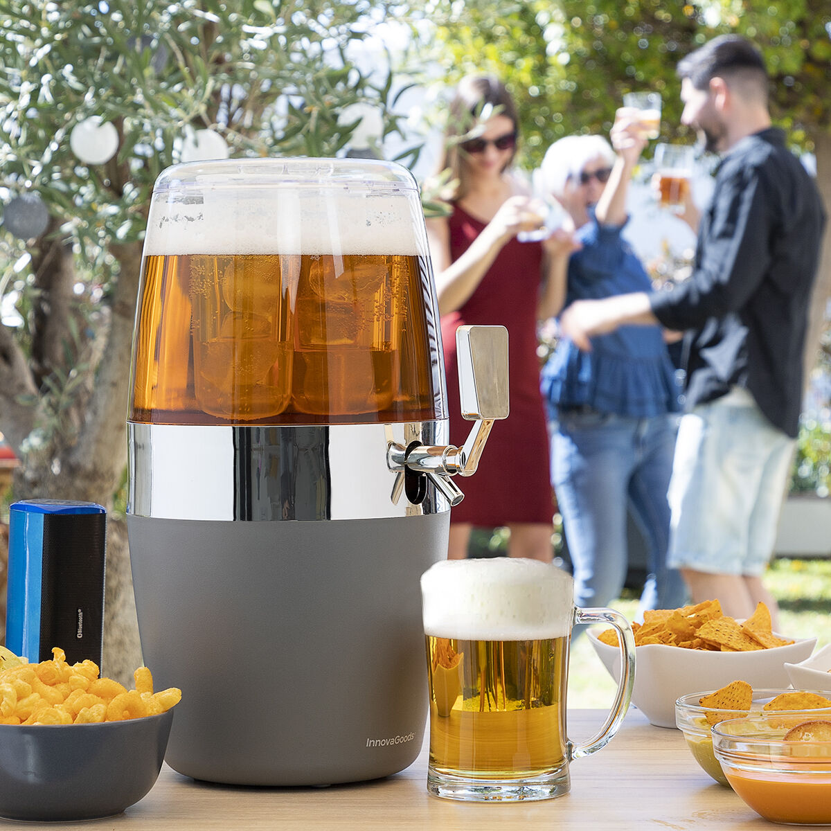 Beer Cooler Dispenser Pack InnovaGoods and 2 Rollable Sunglasses