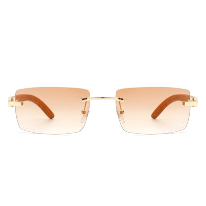 Oceanize - Rectangle Rimless Retro Frameless Fashion Tinted Sunglasses