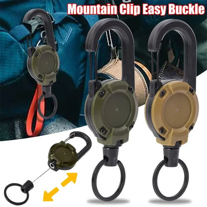 Porta badge retrattile robusto cavo acciaio antifurto clip portachiavi camping