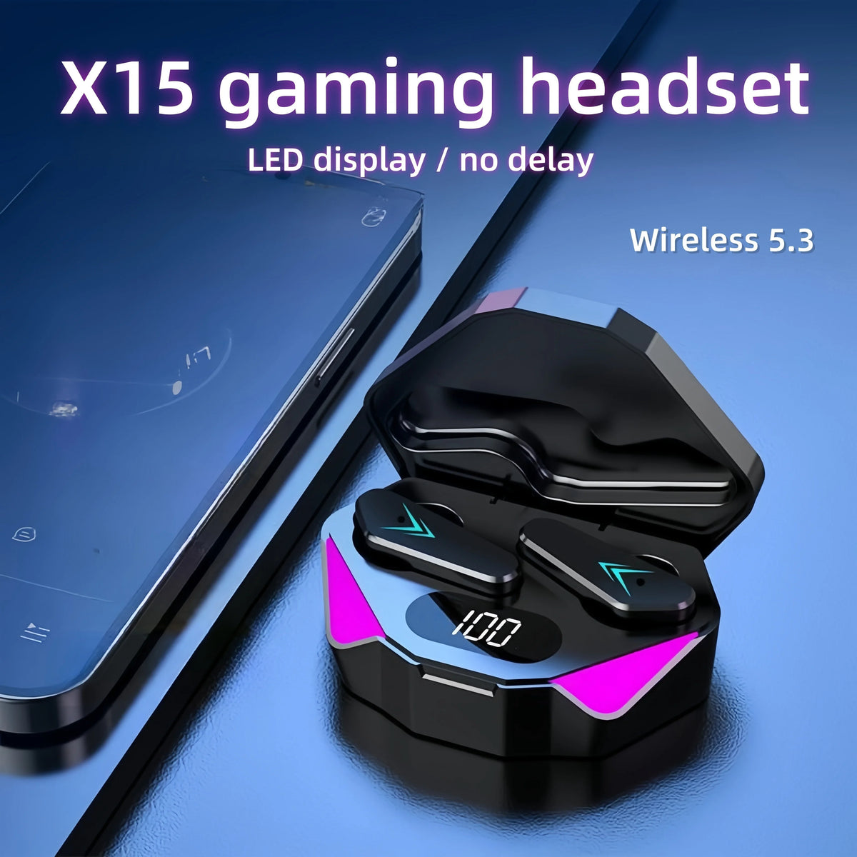 Auricolari Bluetooth TWS X15 - Cuffie Gaming con Display LED e Microfono