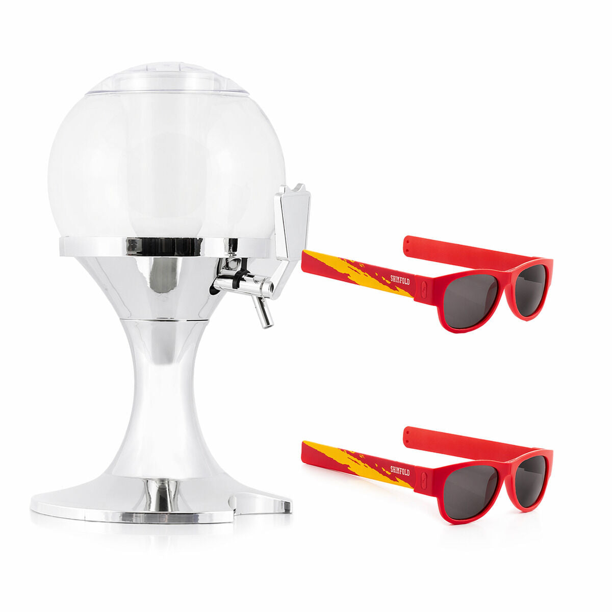 Beer Dispenser Cooling Pack InnovaGoods and 2 Folding Sunglasses