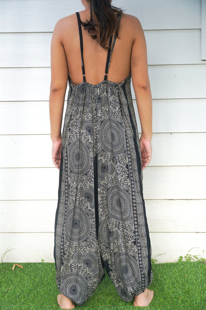 Black Lotus Boho Hippie Jumpsuit Rompers