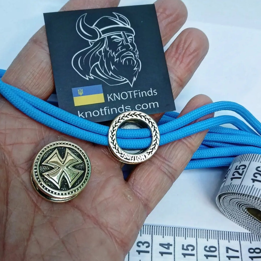 Brass round bead Templar Crosd