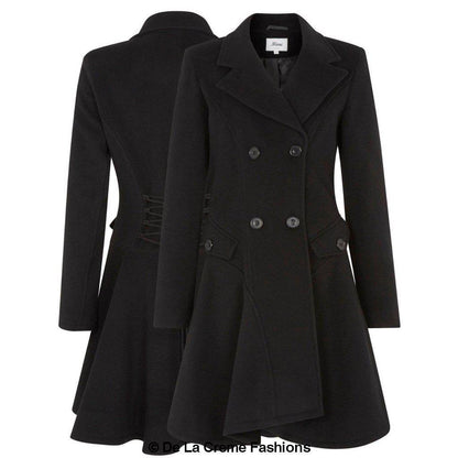 Wool Blend Fit And Flare Double Breasted Skater Coat (1102)