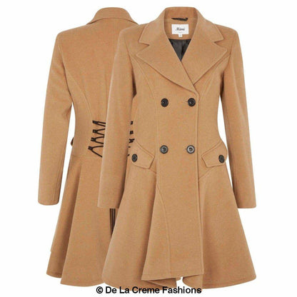 Wool Blend Fit And Flare Double Breasted Skater Coat (1102)