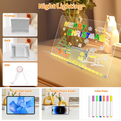 LED Acrylic Drawing Board DIY Erasable Luminous Writing Boards With