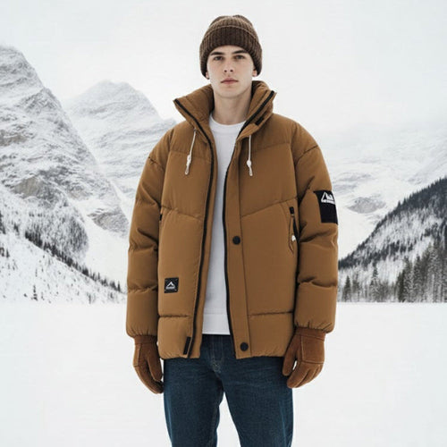 Mens Stand Collar Puffer Jacket