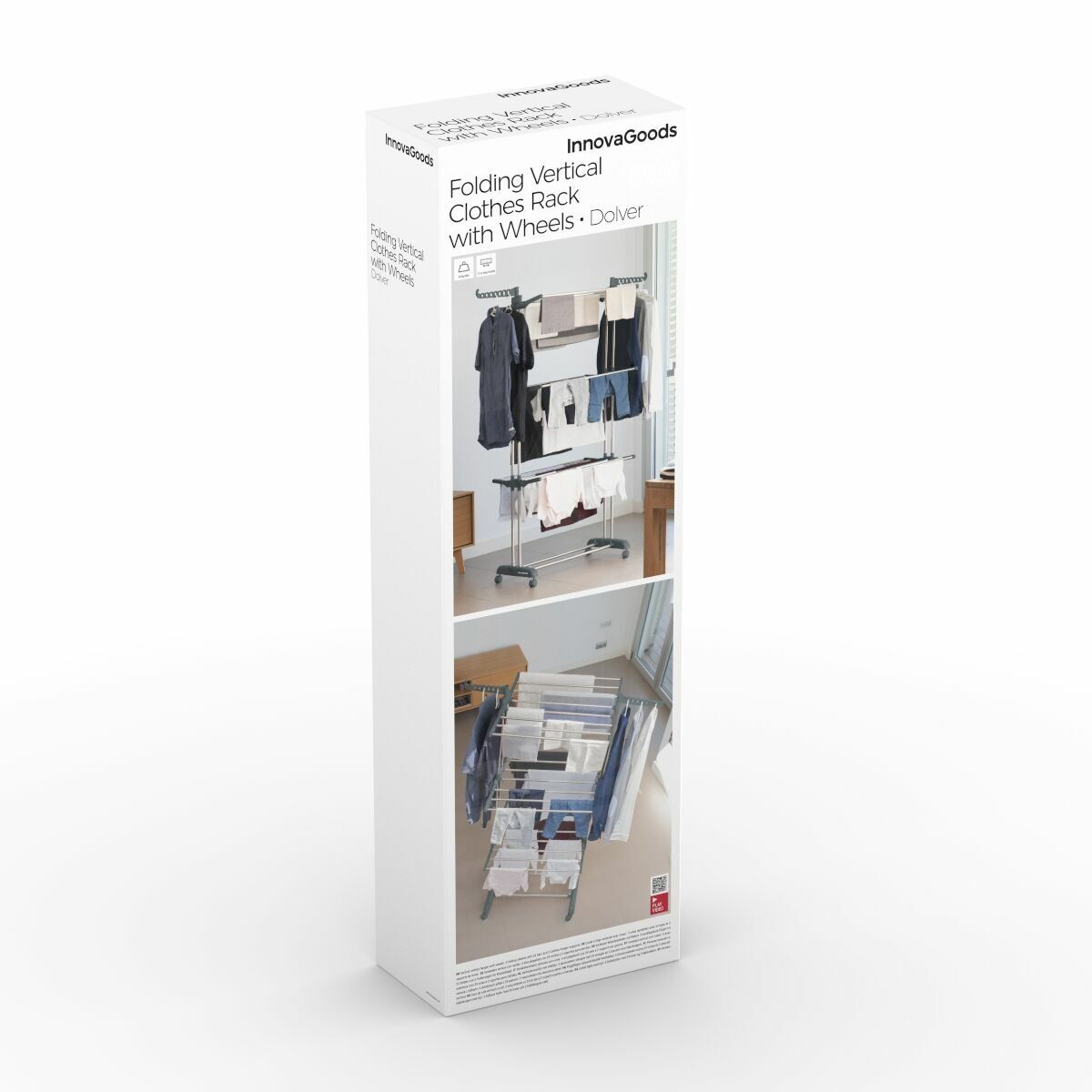 Folding Vertical Clothes Dryer with Wheels Dolver InnovaGoods 24 Bars
