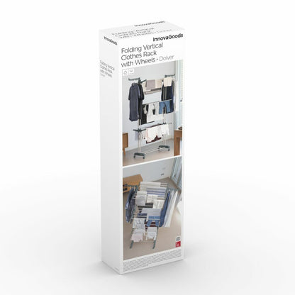 Folding Vertical Clothes Dryer with Wheels Dolver InnovaGoods 24 Bars