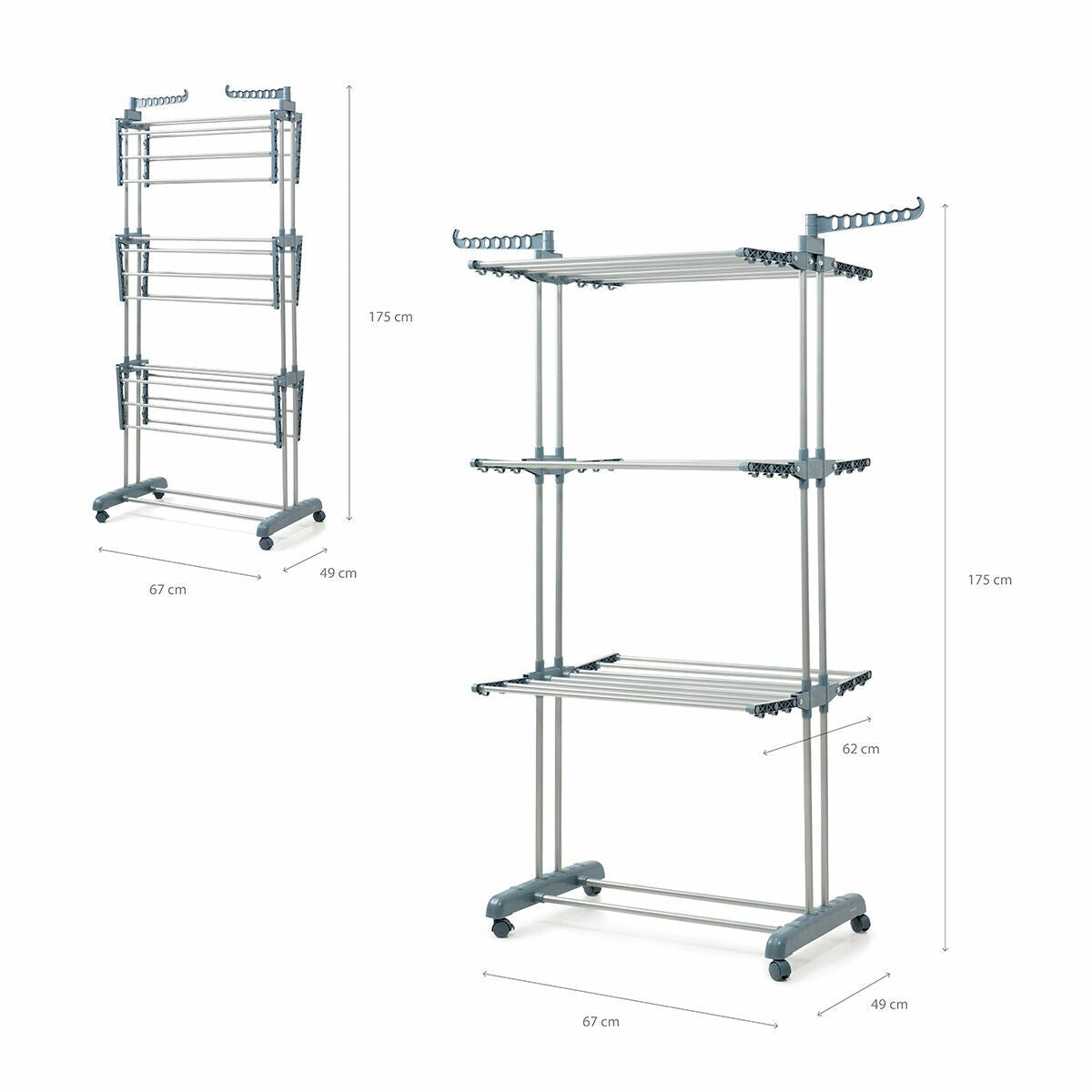 Folding Vertical Clothes Dryer with Wheels Dolver InnovaGoods 24 Bars
