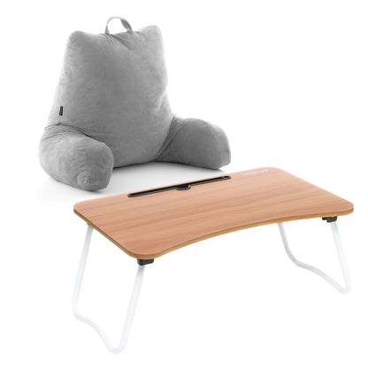 InnovaGoods Folding Side Table & Reading Pillow with Armrests Set