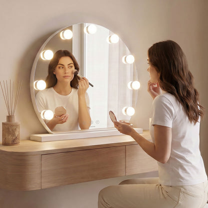 Round Vanity Mirror with LED Hollywood Gloette InnovaGoods 9 Light