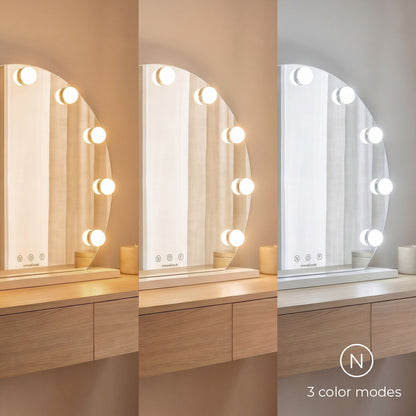 Round Vanity Mirror with LED Hollywood Gloette InnovaGoods 9 Light