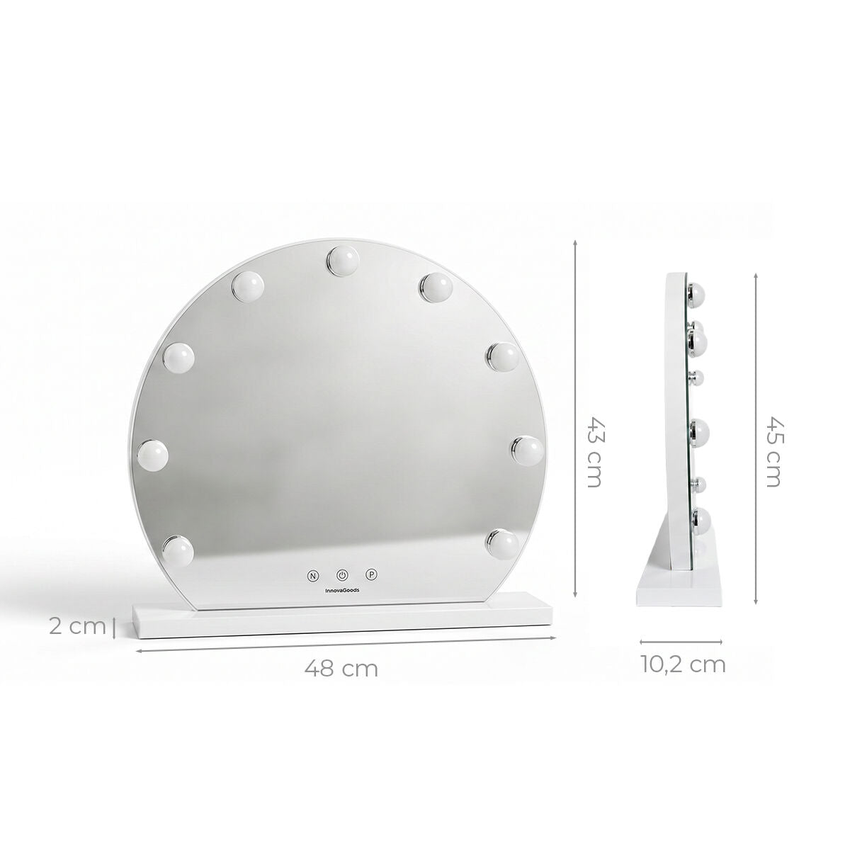 Round Vanity Mirror with LED Hollywood Gloette InnovaGoods 9 Light