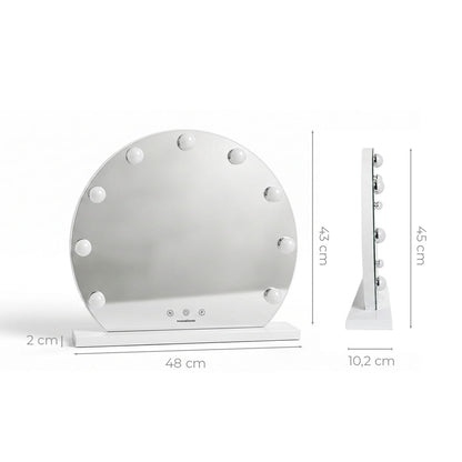 Round Vanity Mirror with LED Hollywood Gloette InnovaGoods 9 Light