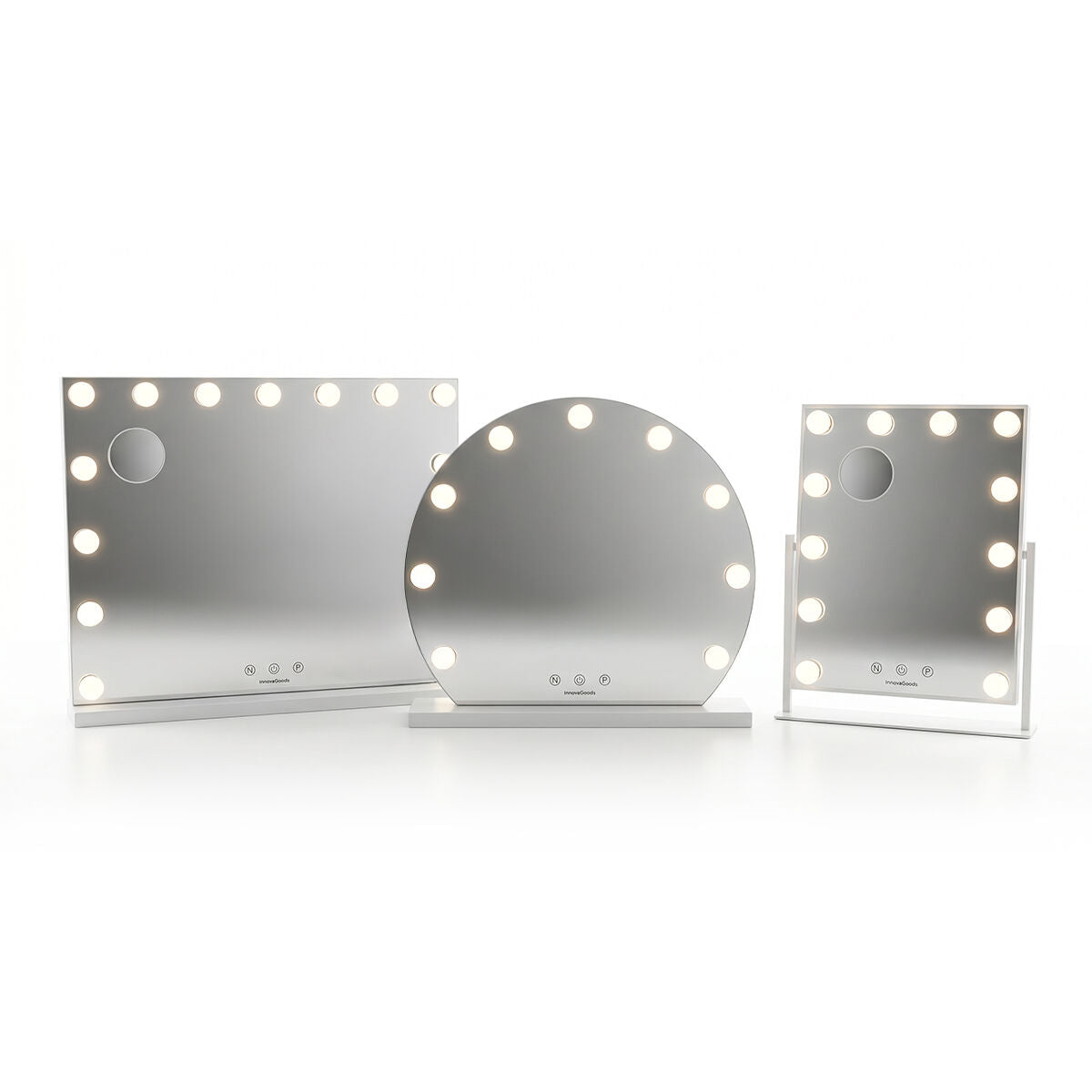 Round Vanity Mirror with LED Hollywood Gloette InnovaGoods 9 Light