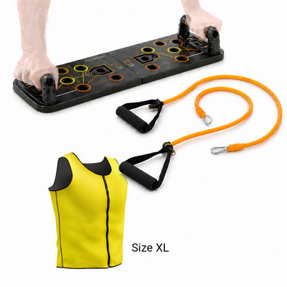 Pack Push-Up Board with Resistance Bands and Men’s Sauna Sports Vest