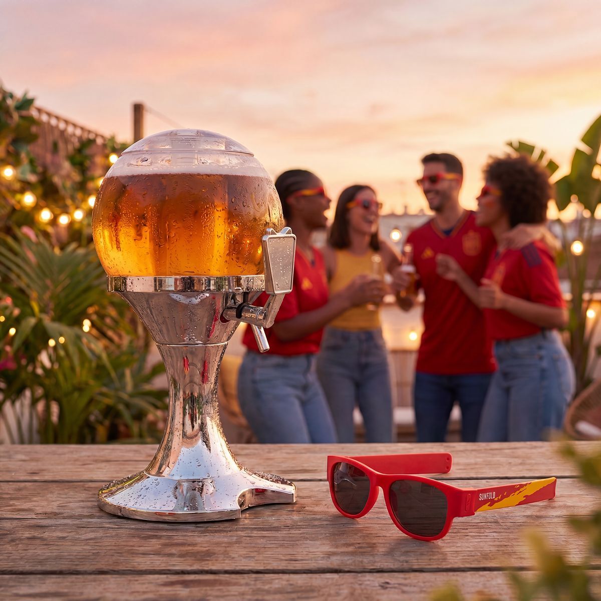 Beer Dispenser Cooling Pack InnovaGoods and 2 Folding Sunglasses