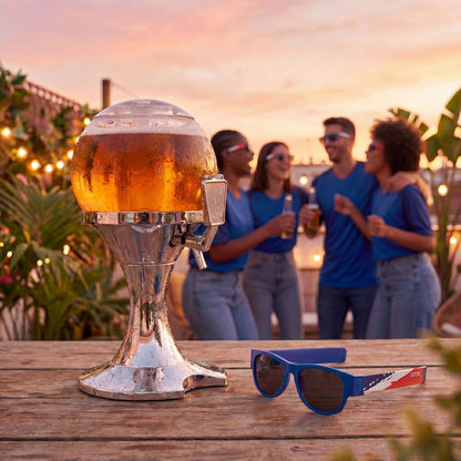 Beer Cooler Dispenser Pack InnovaGoods and 2 Roll-Up Sunglasses